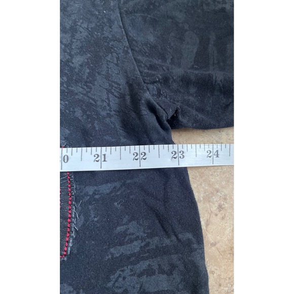 Affliction Mens T Shirt Black Fleur De Lis Embroidered L Graphic Y2K Distressed - Picture 7 of 8